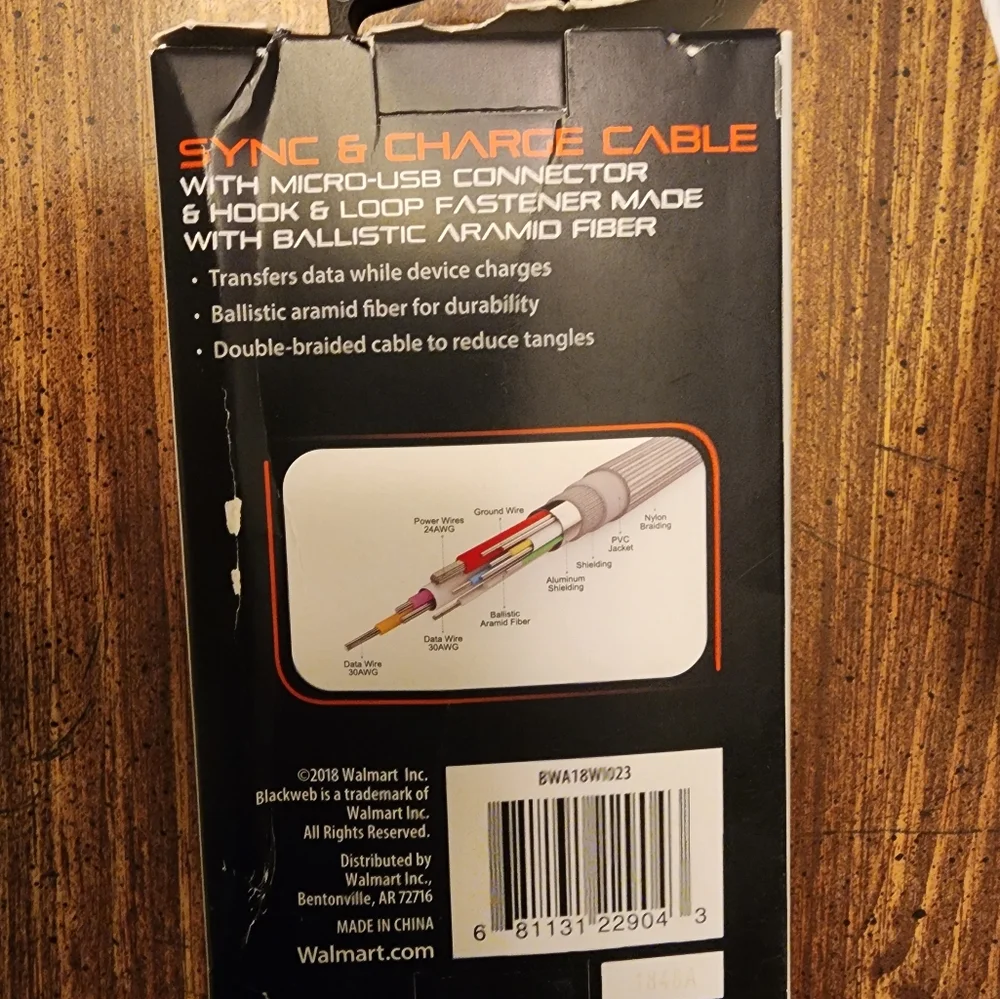 Blackweb Sync & Charge Micro USB Cable 6 feet